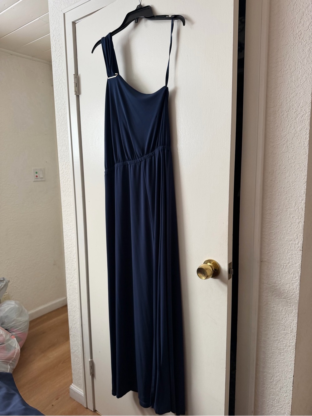INC International Concepts Navy One-Shoulder Maxi Dress